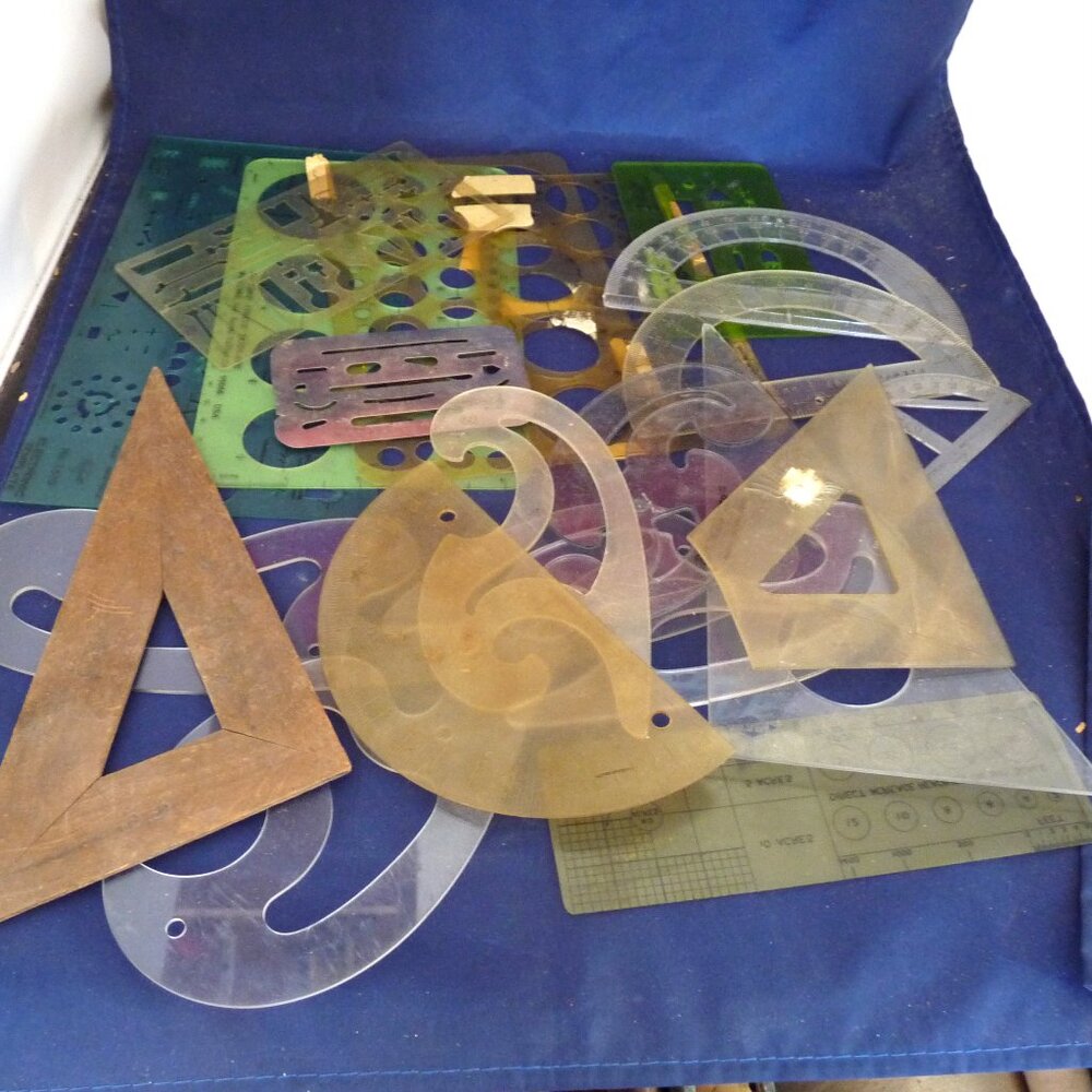 Bundle 18 drafting drawing templates protractos scrolls art crafts home school